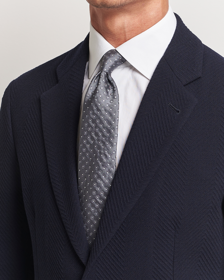 Herre | Giorgio Armani Jacquard Dot Silk Tie Steel Grey | Giorgio Armani | Jacquard Dot Silk Tie Steel Grey