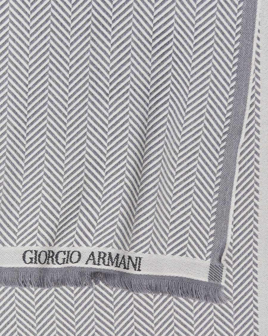 Herre | Giorgio Armani Wool Chevron Scarf Light Grey | Giorgio Armani | Wool Chevron Scarf Light Grey