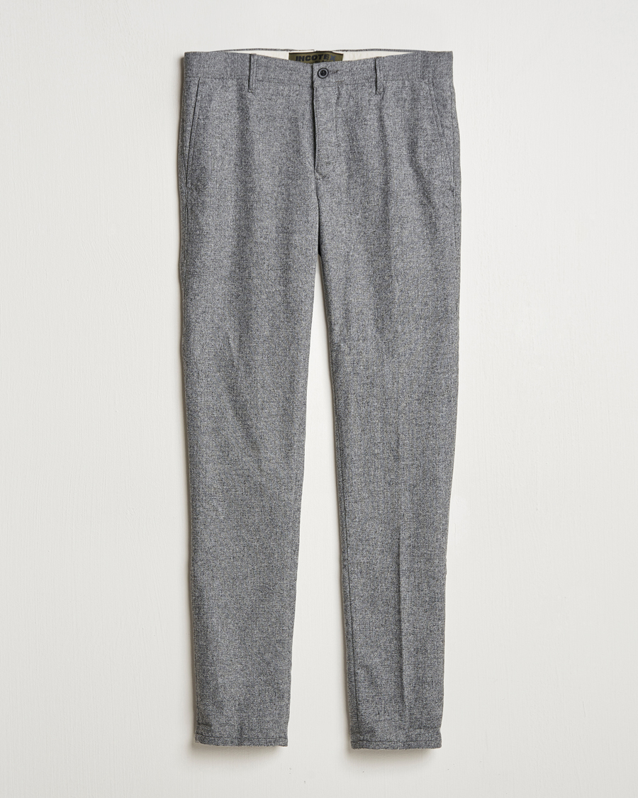 Herre | Bukser | Incotex | Slim Fit Washed Wool Stretch Slacks Light Grey