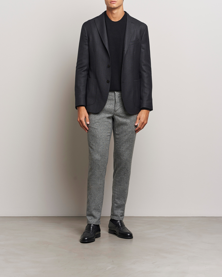 Herre | Bukser | Incotex | Slim Fit Washed Wool Stretch Slacks Light Grey