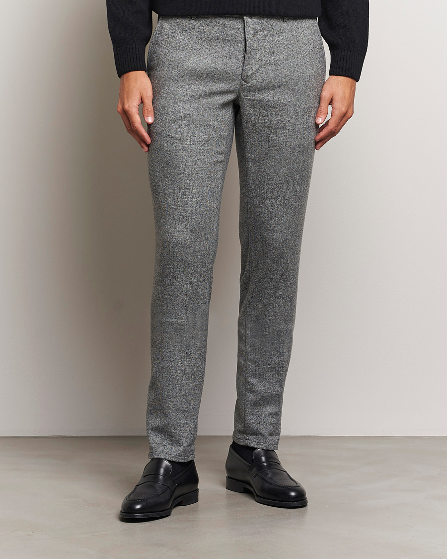 Herre | Bukser | Incotex | Slim Fit Washed Wool Stretch Slacks Light Grey