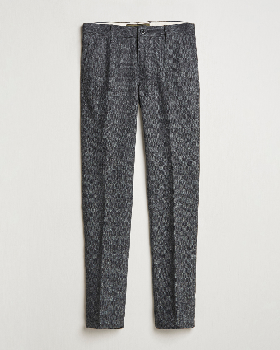 Herre | Bukser | Incotex | Slim Fit Washed Wool Stretch Slacks Dark Grey