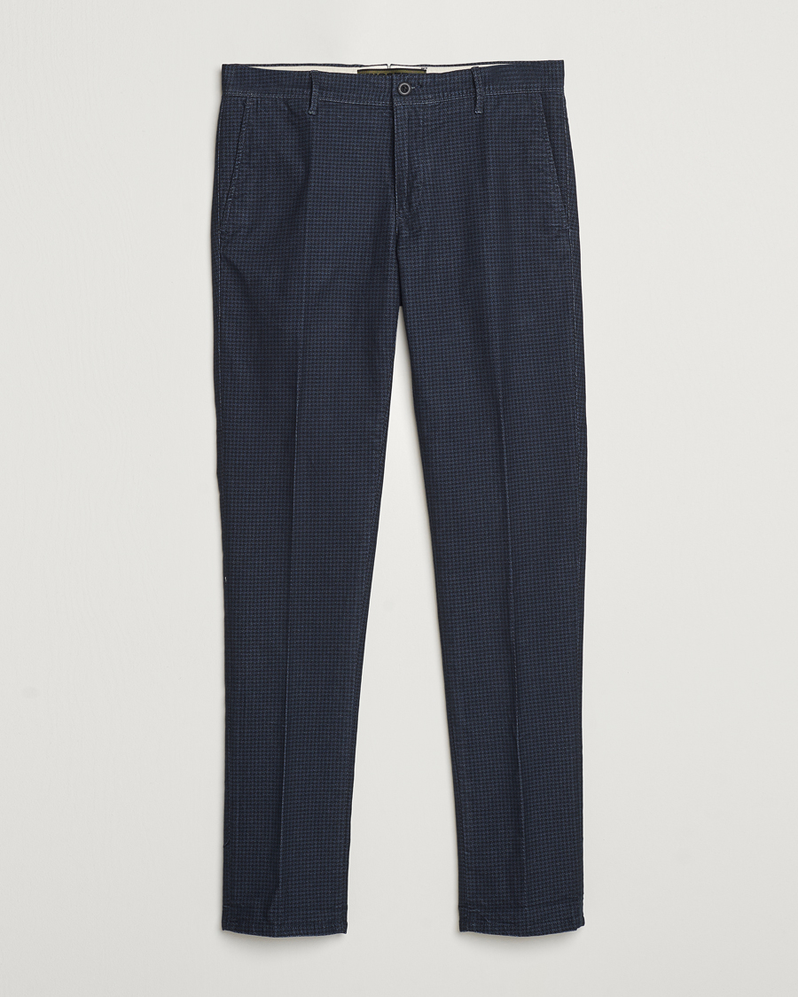 Herre | Bukser | Incotex | Slim Fit Houndstooth Stretch Slacks Navy