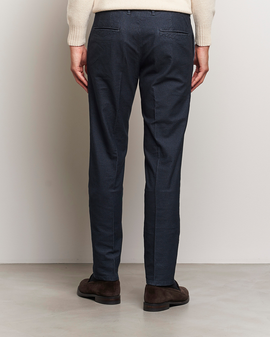 Herre | Bukser | Incotex | Slim Fit Houndstooth Stretch Slacks Navy