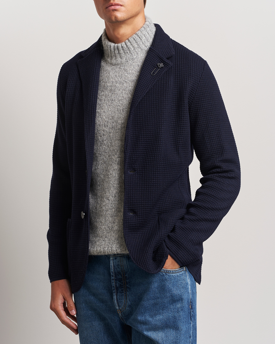 Herre | Blazere & jakker | Lardini | Knitted Structure Wool Blazer Navy