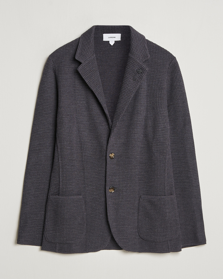 Herre | Blazere & jakker | Lardini | Knitted Structure Wool Blazer Dark Grey