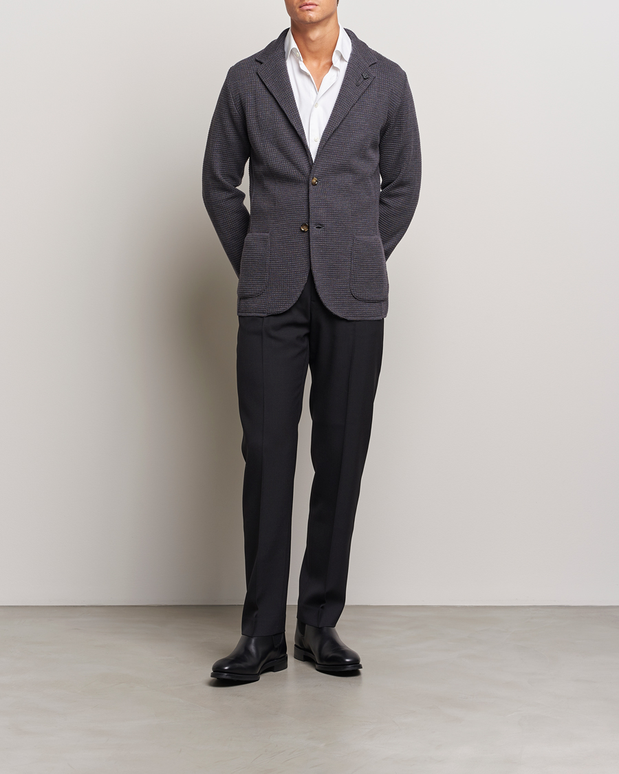 Herre | Blazere & jakker | Lardini | Knitted Structure Wool Blazer Dark Grey