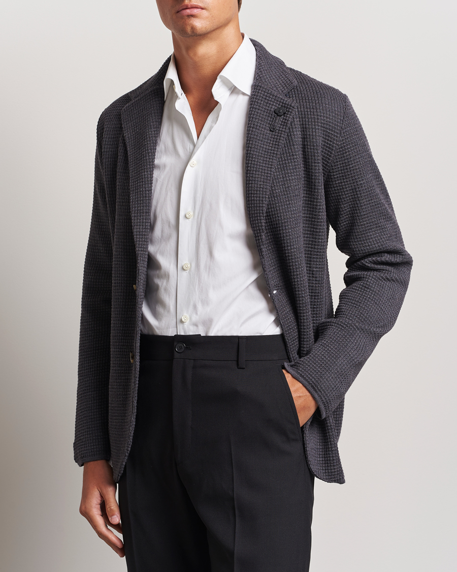 Herre | Blazere & jakker | Lardini | Knitted Structure Wool Blazer Dark Grey