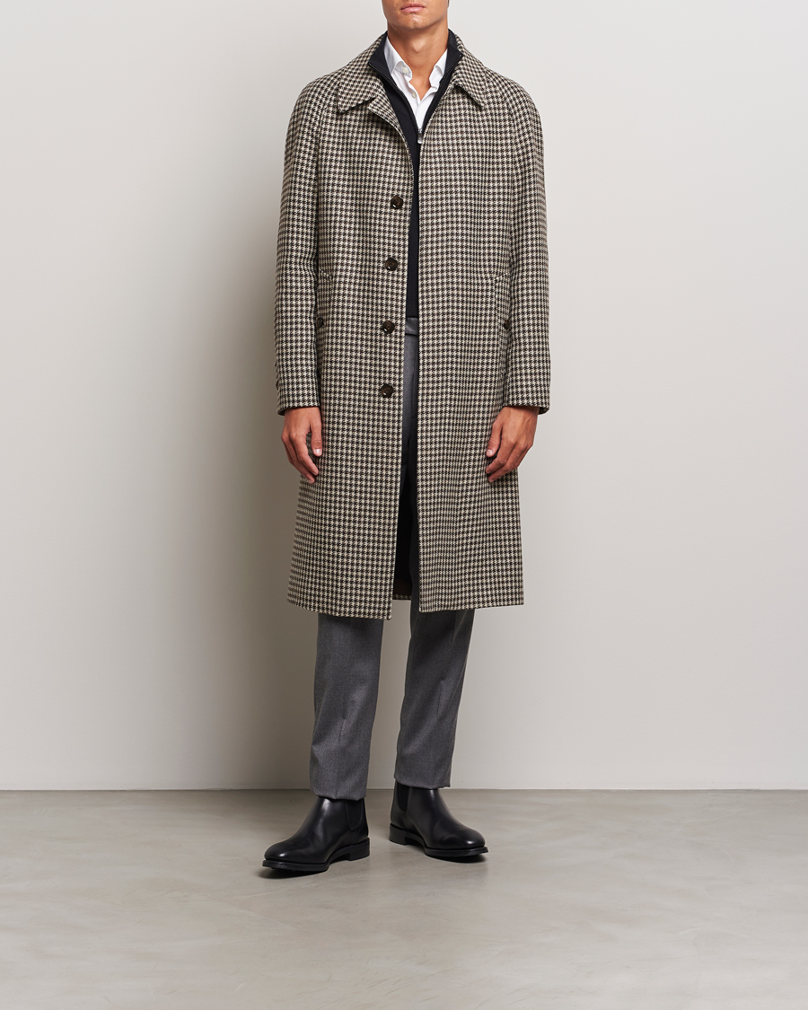 Herre | Jakker | Lardini | Houndstooth Wool/Cashmere Coat Brown