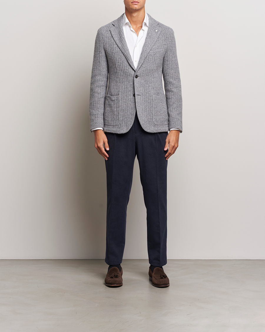 Herre | Blazere & jakker | L.B.M. 1911 | Knitted Punto Wool Structure Blazer Grey