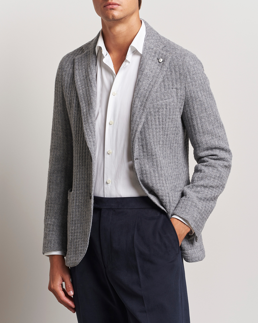Herre | Blazere & jakker | L.B.M. 1911 | Knitted Punto Wool Structure Blazer Grey