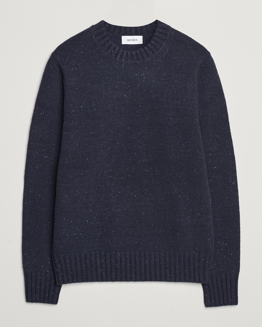 Herre | Trøjer | LES DEUX | Gary Fleck Wool Roundneck Dark Navy