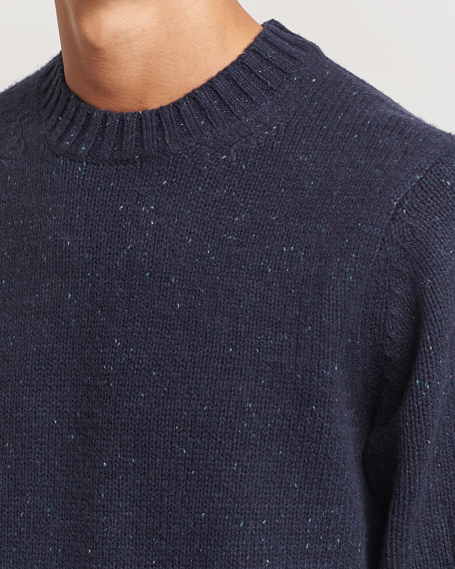 Herre | Trøjer | LES DEUX | Gary Fleck Wool Roundneck Dark Navy