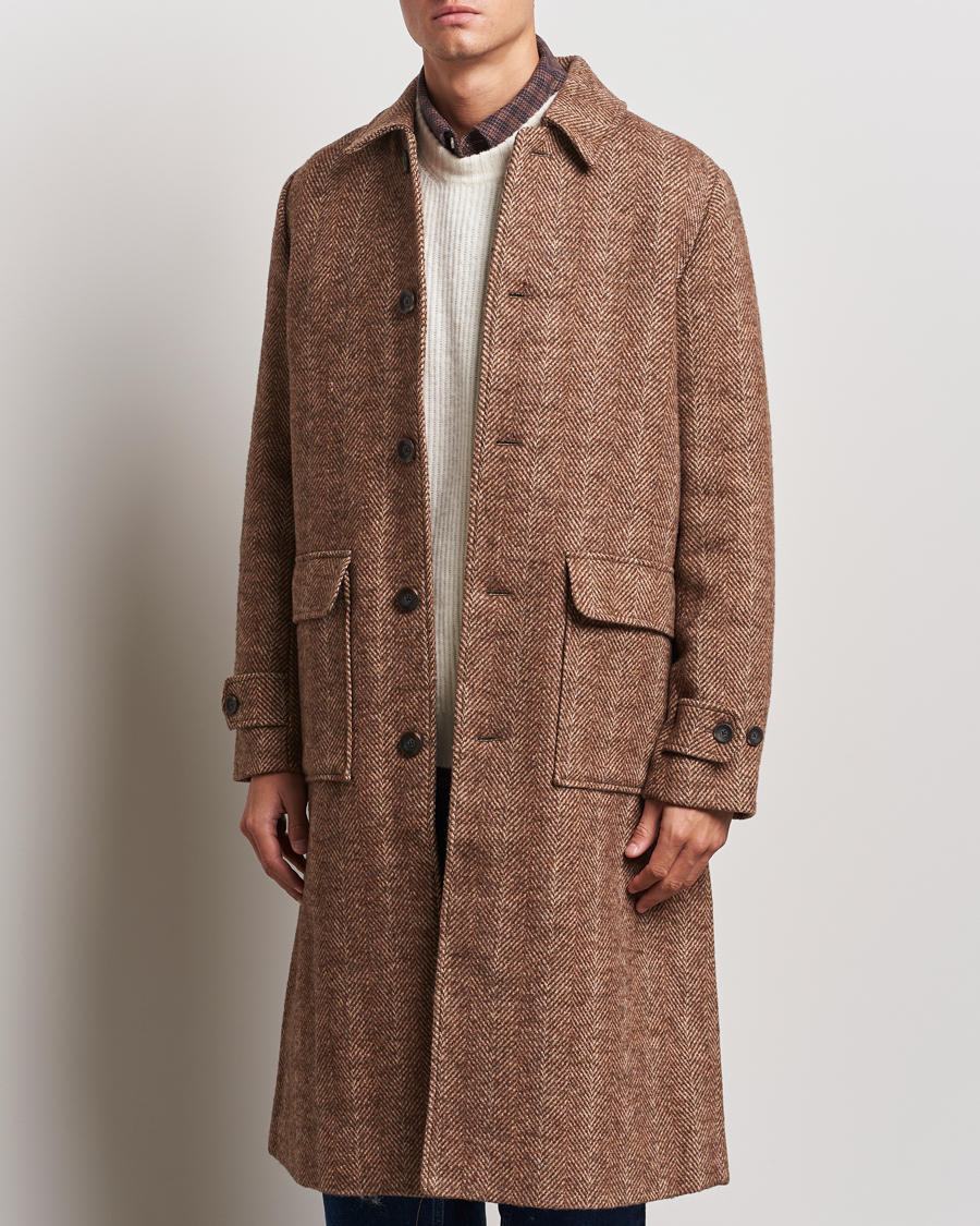 Herre | Jakker | LES DEUX | Maximilian Herringbone Coat Coffe Brown