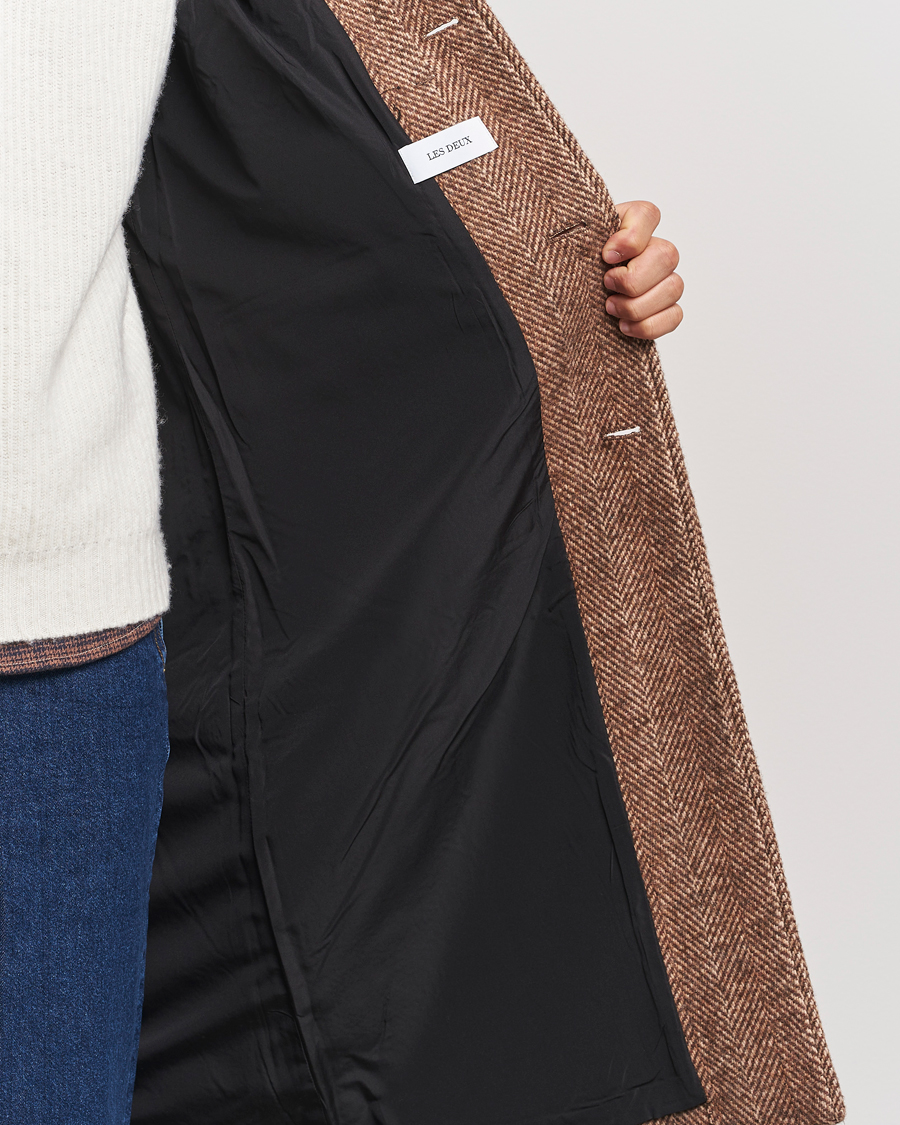 Herre | Jakker | LES DEUX | Maximilian Herringbone Coat Coffe Brown