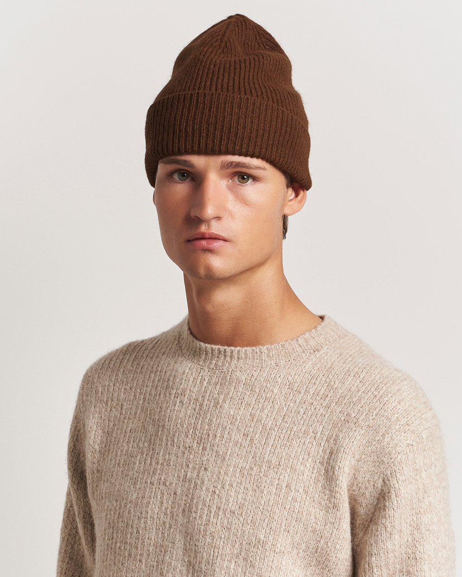Herre | Huer | Le Bonnet | Lambswool/Caregora Beanie Walnut