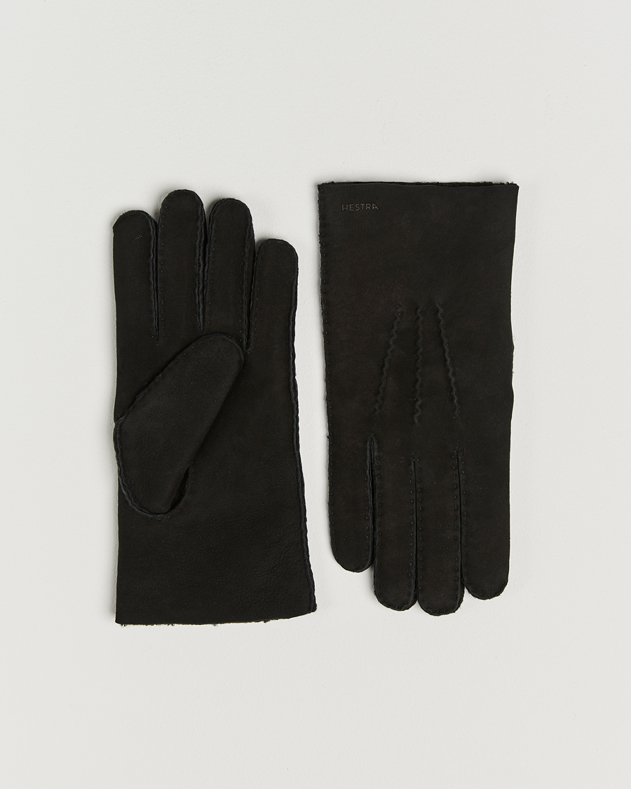 Herre | Handsker | Hestra | Bernard Lambskin Suede Glove Black