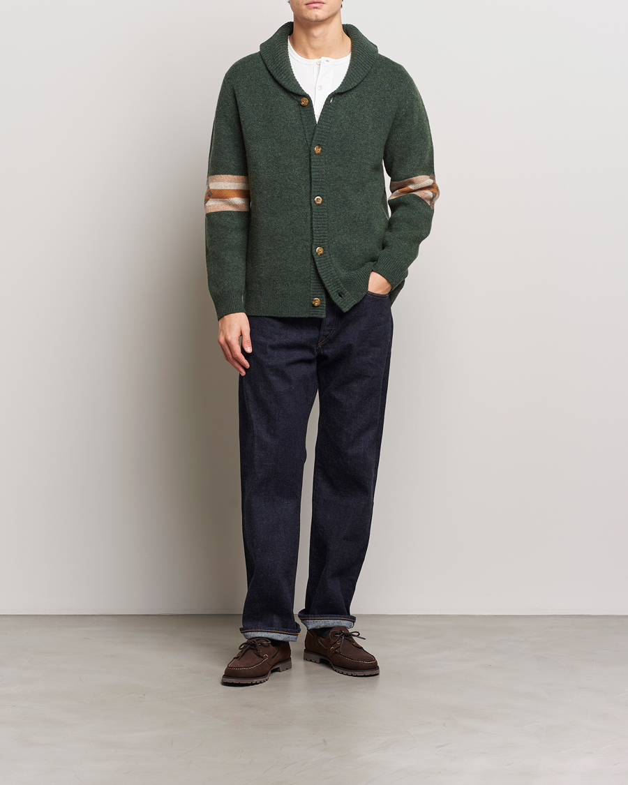 Herre | Trøjer | Pendleton | Nehalem Lambswool Cardigan Forest Green