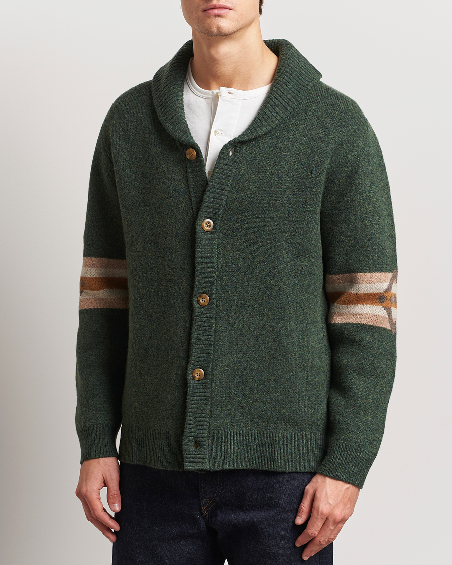 Herre | Trøjer | Pendleton | Nehalem Lambswool Cardigan Forest Green