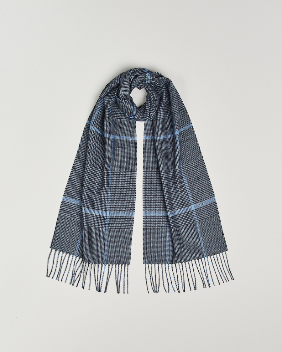 Herre | Piacenza Cashmere Cashmere/Silk Overcheck Scarf Dark Blue | Piacenza Cashmere | Cashmere/Silk Overcheck Scarf Dark Blue