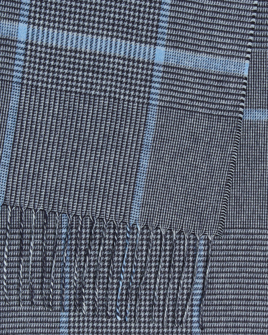 Herre | Piacenza Cashmere Cashmere/Silk Overcheck Scarf Dark Blue | Piacenza Cashmere | Cashmere/Silk Overcheck Scarf Dark Blue