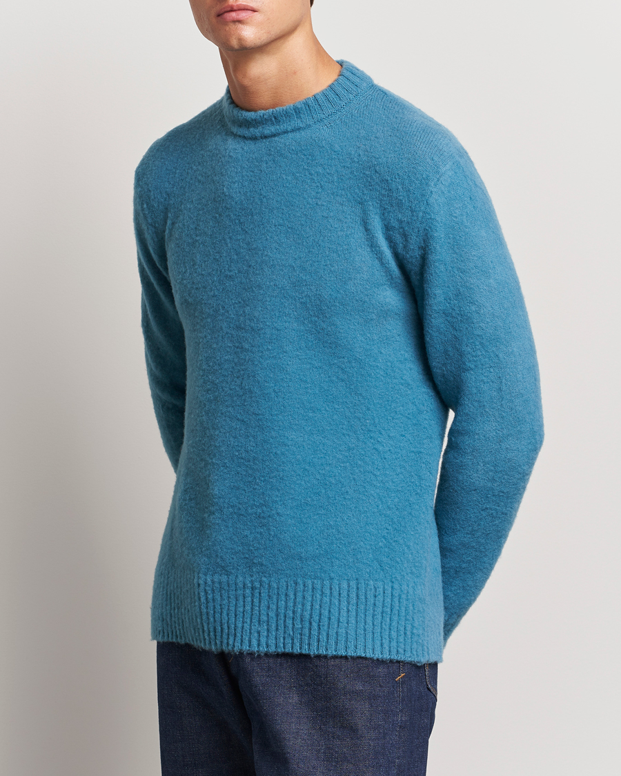 Herre | Trøjer | Piacenza Cashmere | Brushed Wool Crew Neck Sky Blue