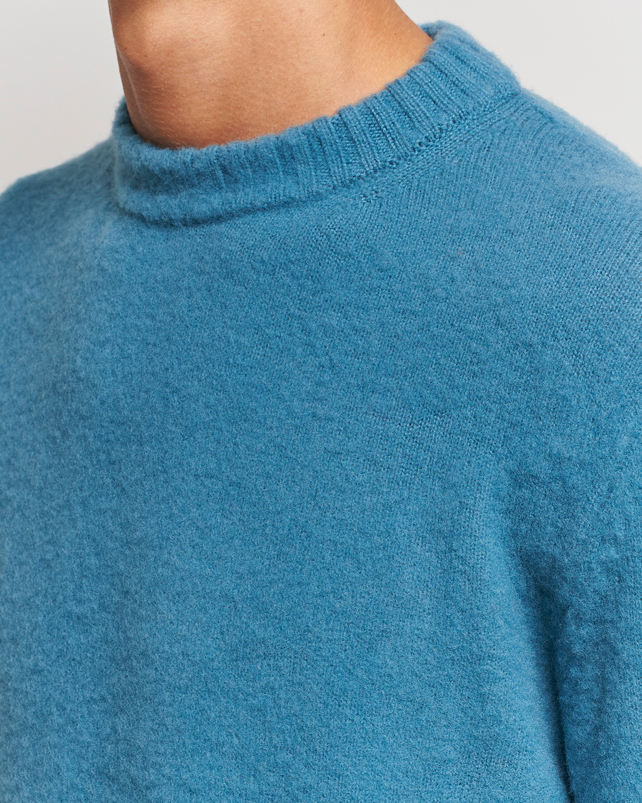 Herre | Trøjer | Piacenza Cashmere | Brushed Wool Crew Neck Sky Blue