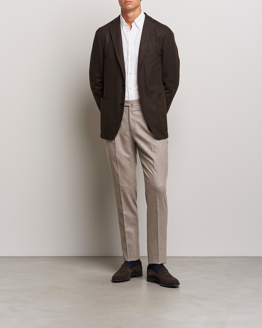 Herre | Bukser | PT01 | Slim Fit Pleated Wool/Cashmere Trousers Beige