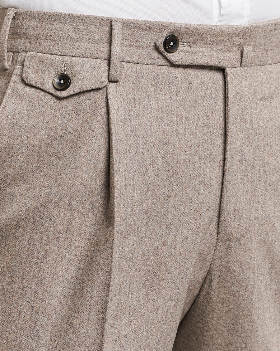 Herre | Bukser | PT01 | Slim Fit Pleated Wool/Cashmere Trousers Beige