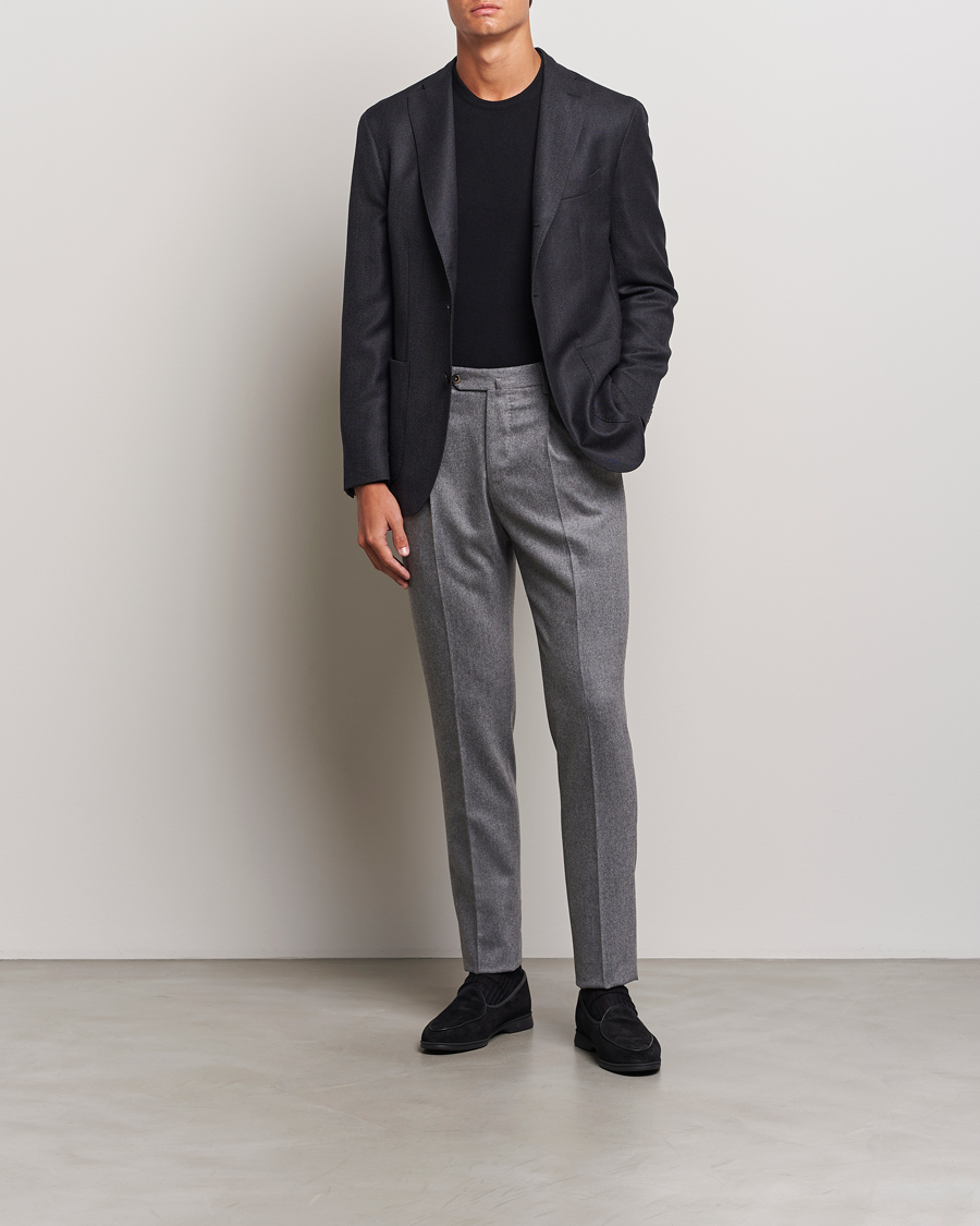 Herre | Bukser | PT01 | Slim Fit Pleated Wool/Cashmere Trousers Grey Melange