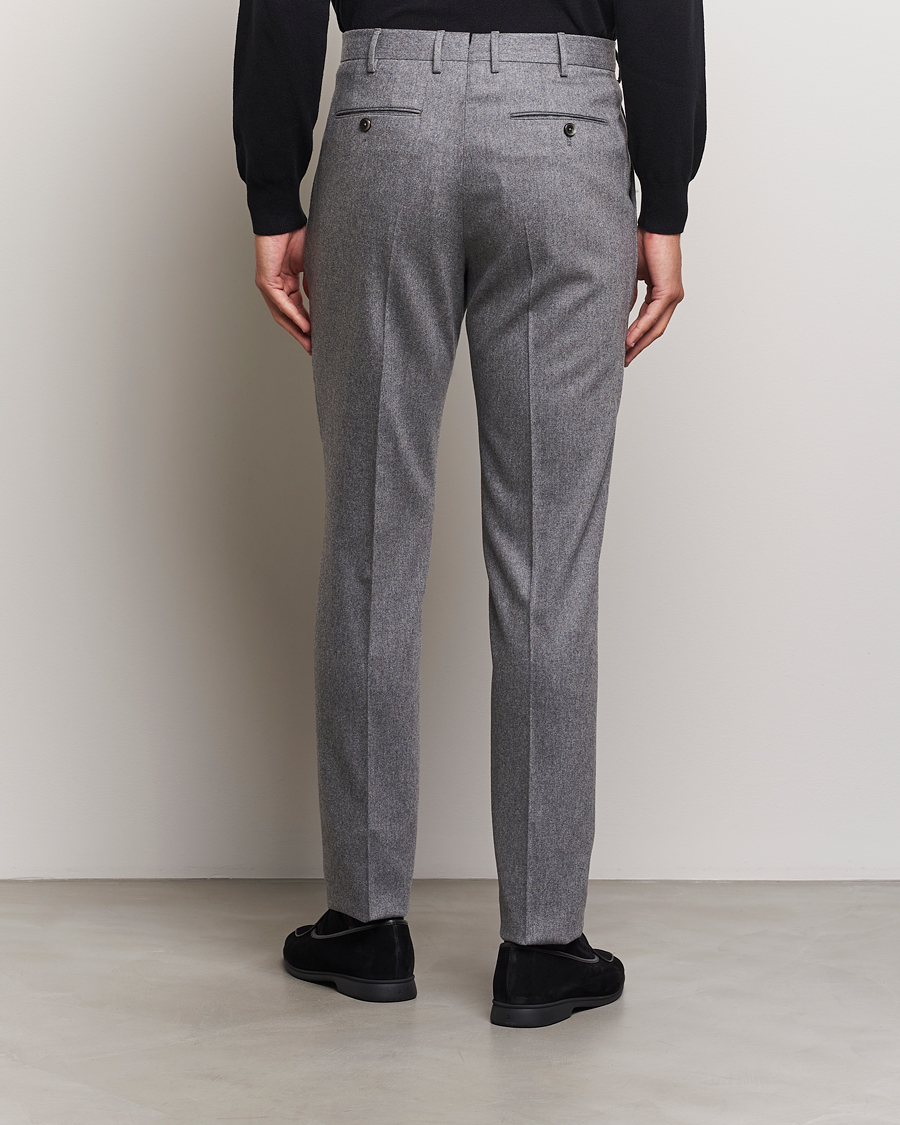 Herre | Bukser | PT01 | Slim Fit Pleated Wool/Cashmere Trousers Grey Melange