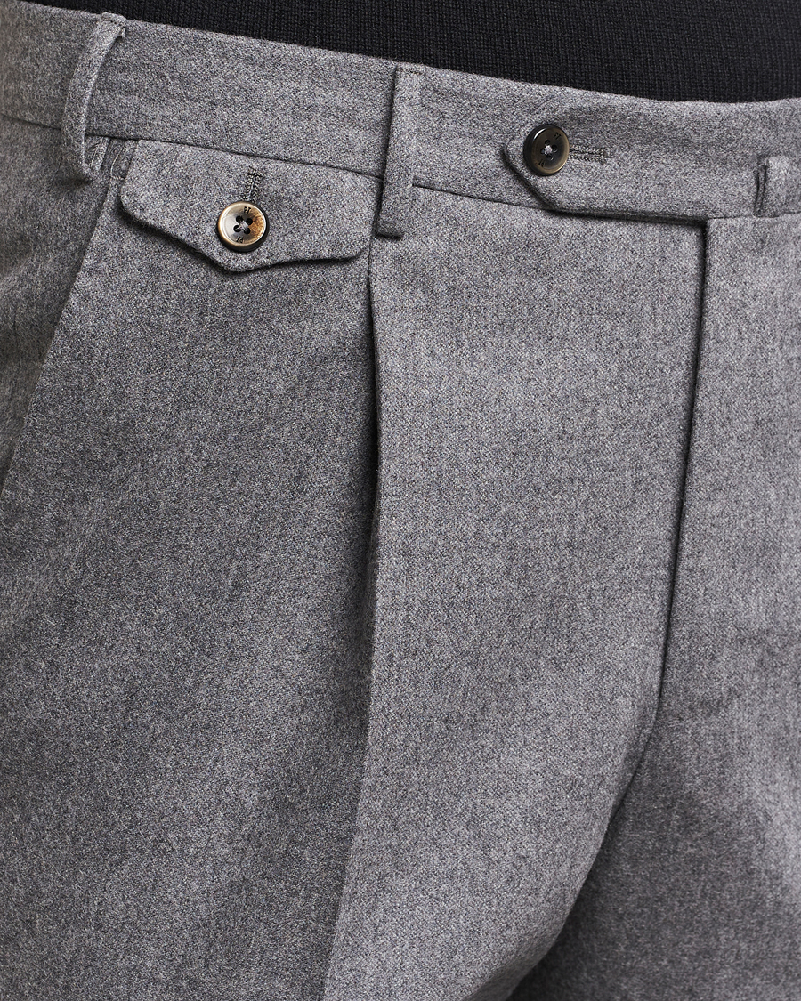 Herre | Bukser | PT01 | Slim Fit Pleated Wool/Cashmere Trousers Grey Melange