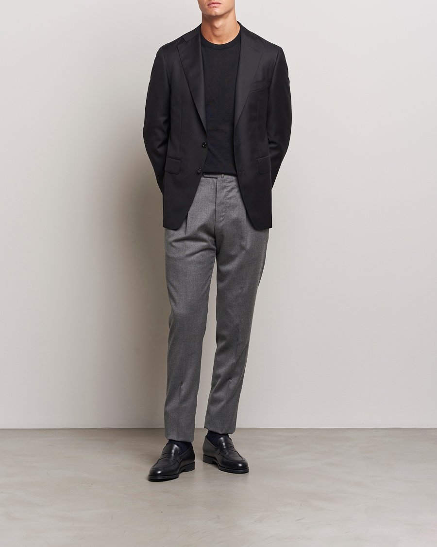 Herre | Bukser | PT01 | Slim Fit Pleated Flannel Trousers Grey Melange