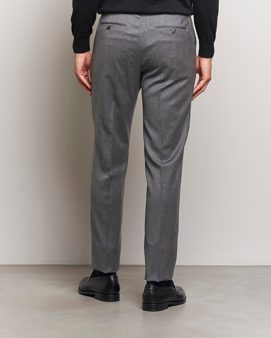 Herre | Bukser | PT01 | Slim Fit Pleated Flannel Trousers Grey Melange