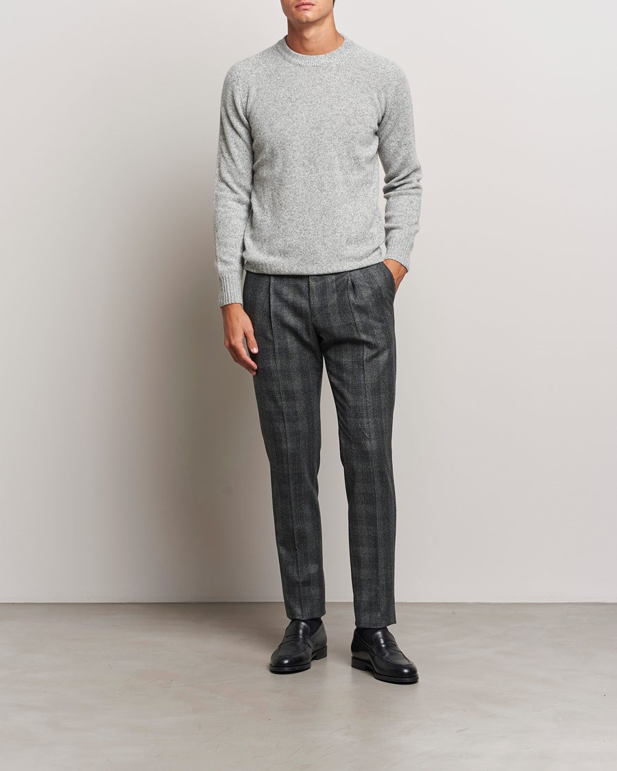 Herre | Bukser | PT01 | Slim Fit Pleated Checked Flannel Trousers Grey