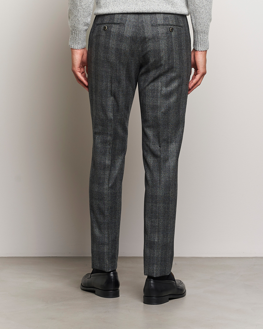 Herre | Bukser | PT01 | Slim Fit Pleated Checked Flannel Trousers Grey