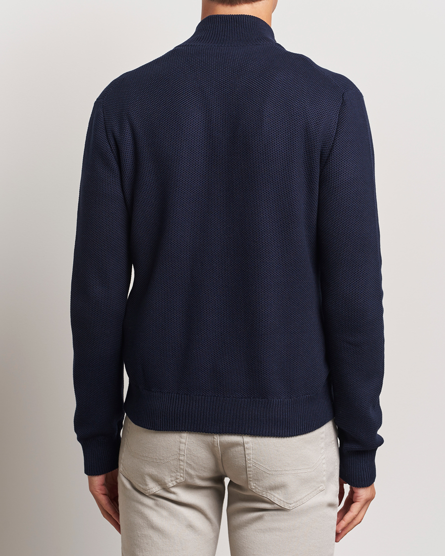 Herre | Trøjer | Ralph Lauren Purple Label | Cotton/Silk Full Zip Sweater Navy