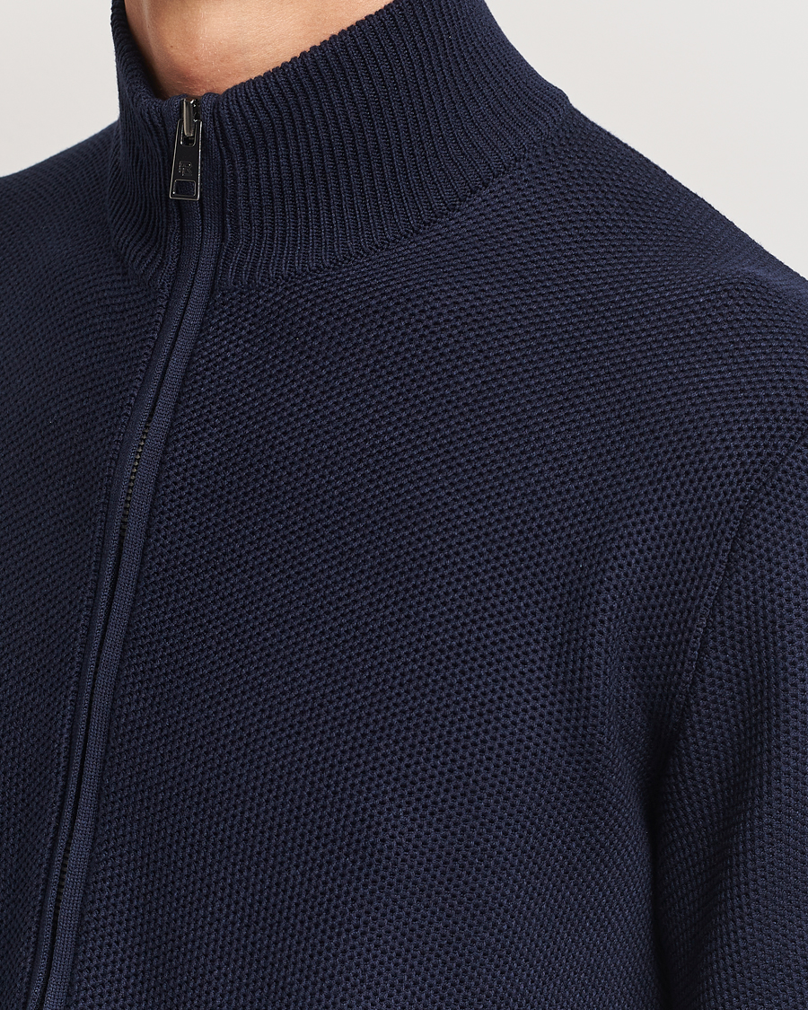 Herre | Trøjer | Ralph Lauren Purple Label | Cotton/Silk Full Zip Sweater Navy