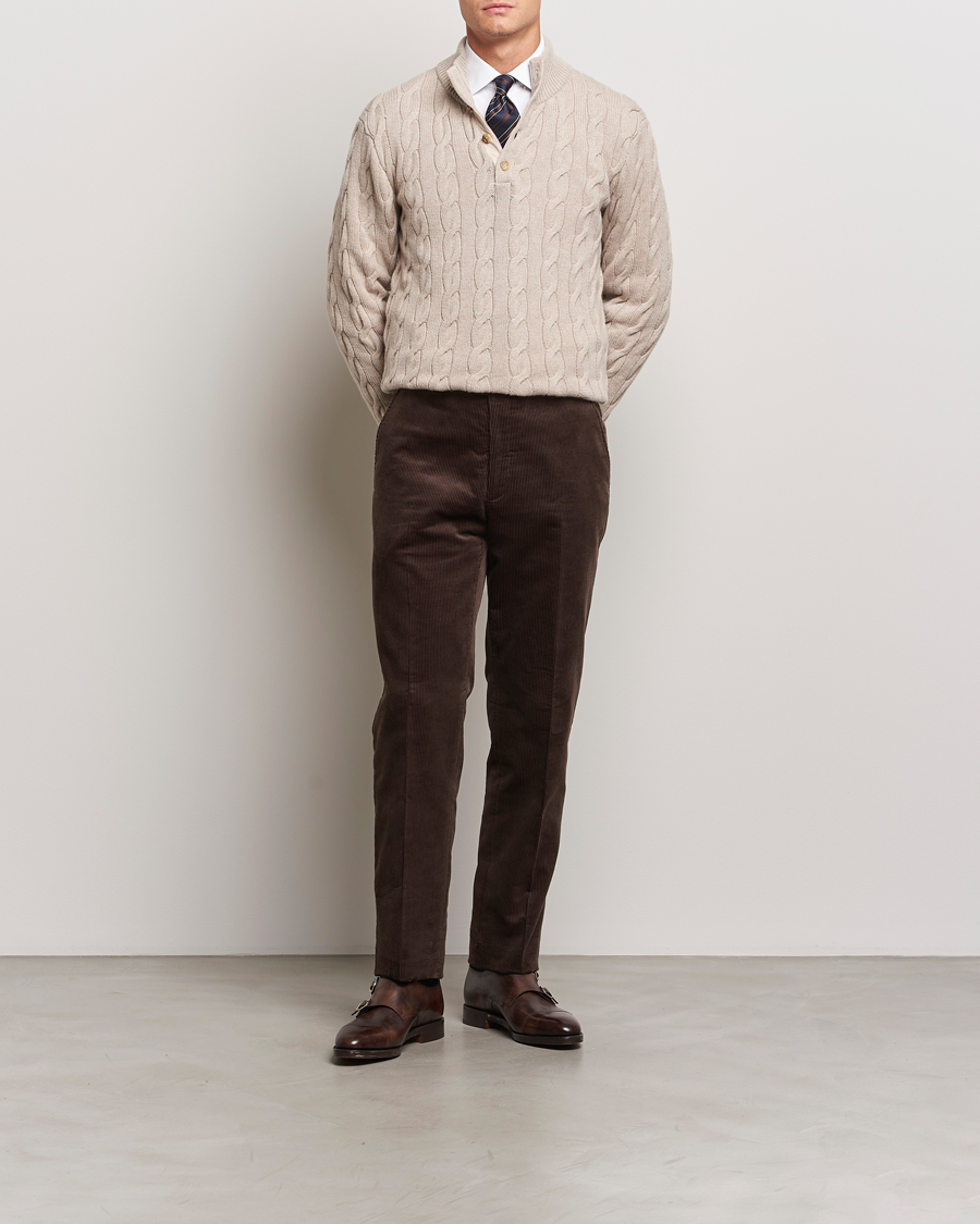 Herre | Bukser | Ralph Lauren Purple Label | Wale Corduroy Trousers Brown