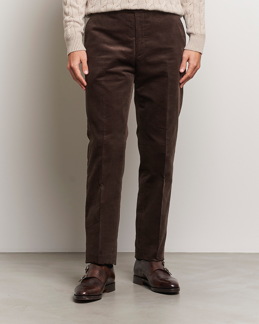 Herre | Bukser | Ralph Lauren Purple Label | Wale Corduroy Trousers Brown