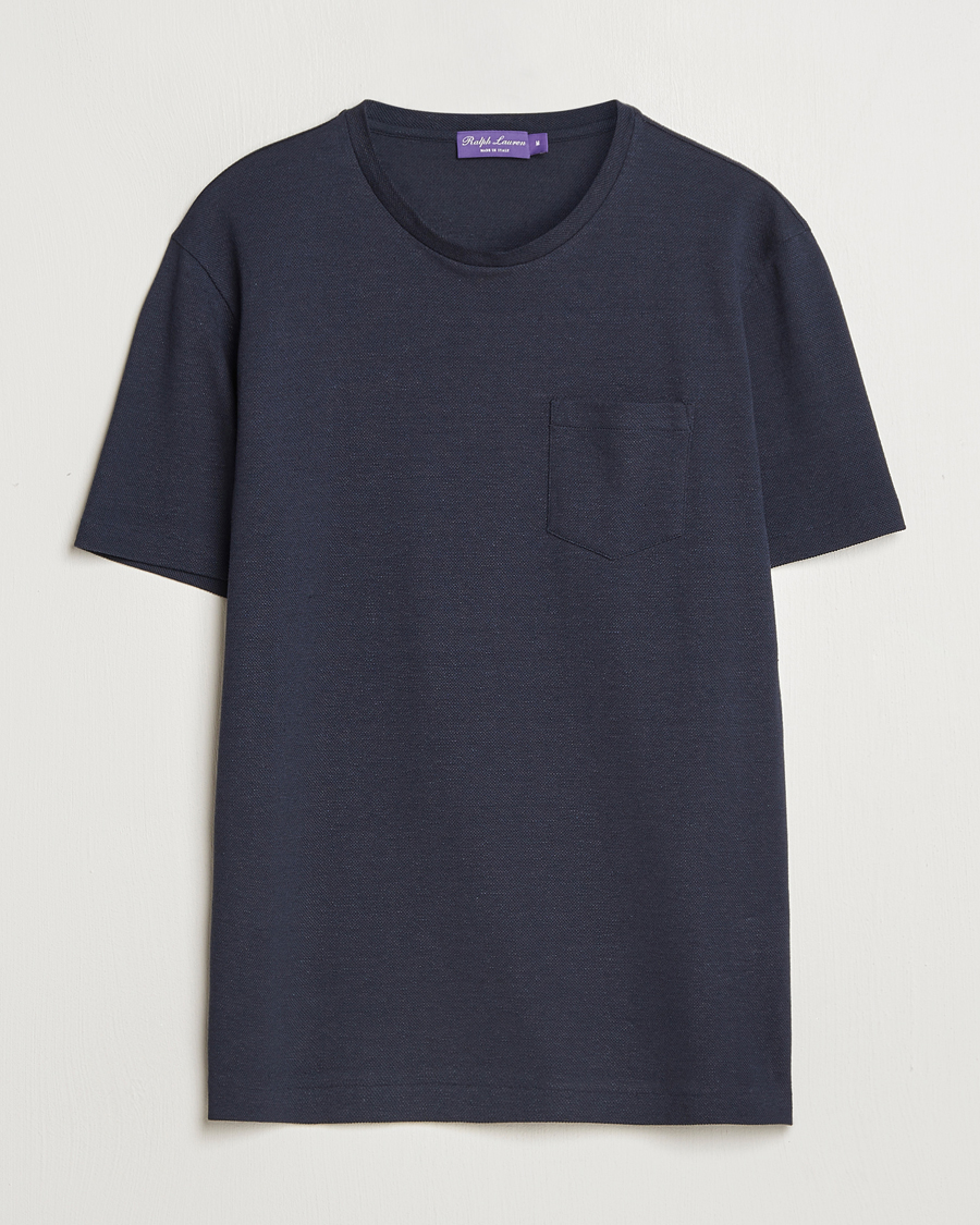 Herre | T-Shirts | Ralph Lauren Purple Label | Knitted Pocket T-Shirt Navy