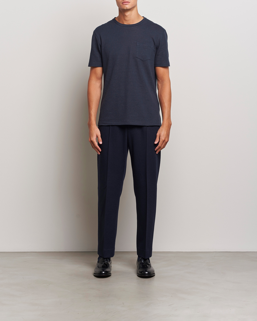 Herre | T-Shirts | Ralph Lauren Purple Label | Knitted Pocket T-Shirt Navy