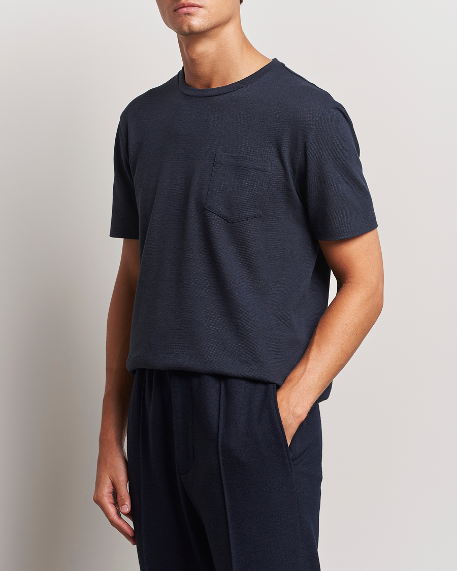 Herre | T-Shirts | Ralph Lauren Purple Label | Knitted Pocket T-Shirt Navy