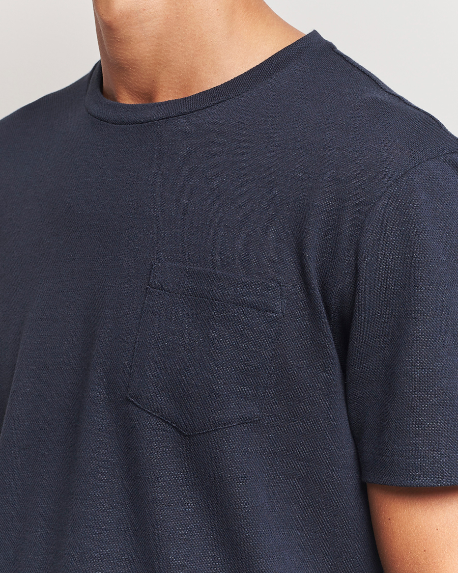 Herre | T-Shirts | Ralph Lauren Purple Label | Knitted Pocket T-Shirt Navy