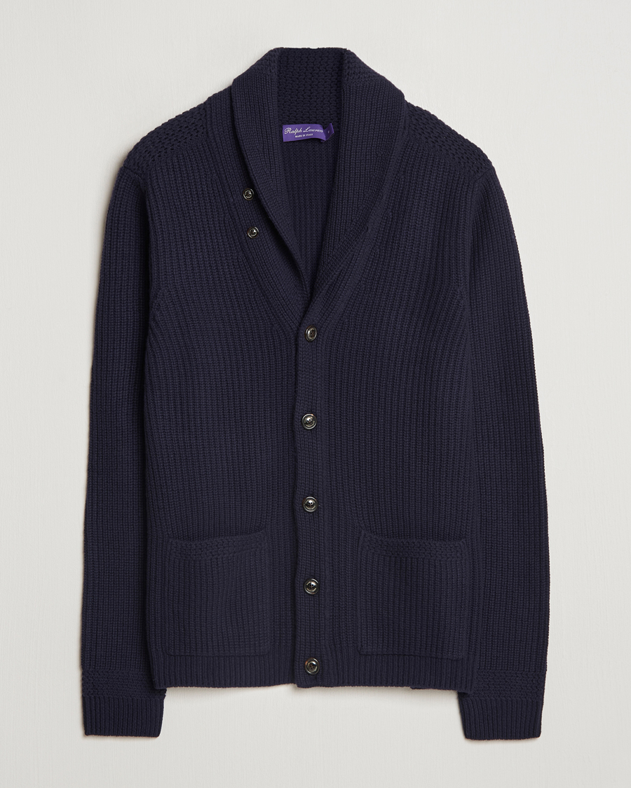 Herre | Trøjer | Ralph Lauren Purple Label | Cashmere Shawl Cardigan Navy