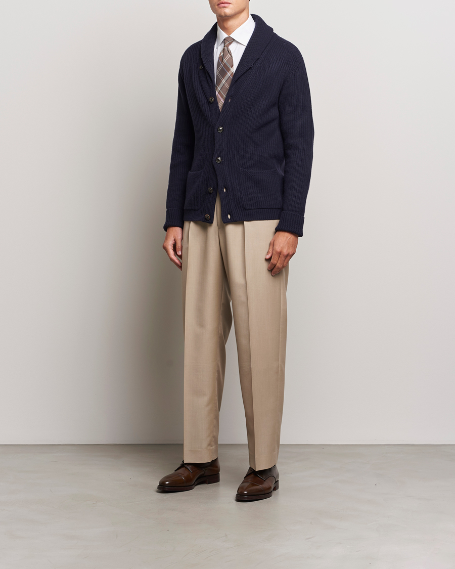 Herre | Trøjer | Ralph Lauren Purple Label | Cashmere Shawl Cardigan Navy