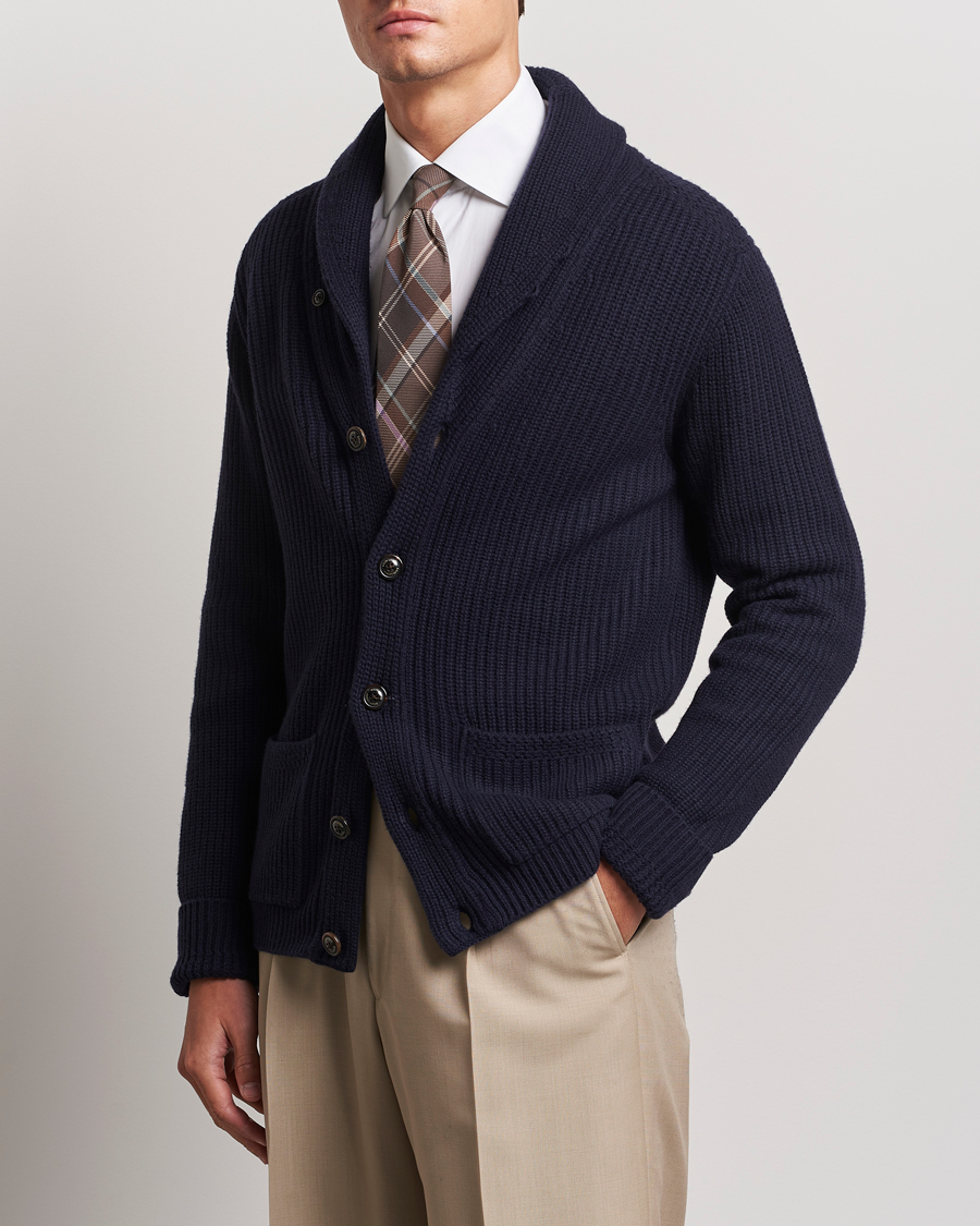 Herre | Trøjer | Ralph Lauren Purple Label | Cashmere Shawl Cardigan Navy