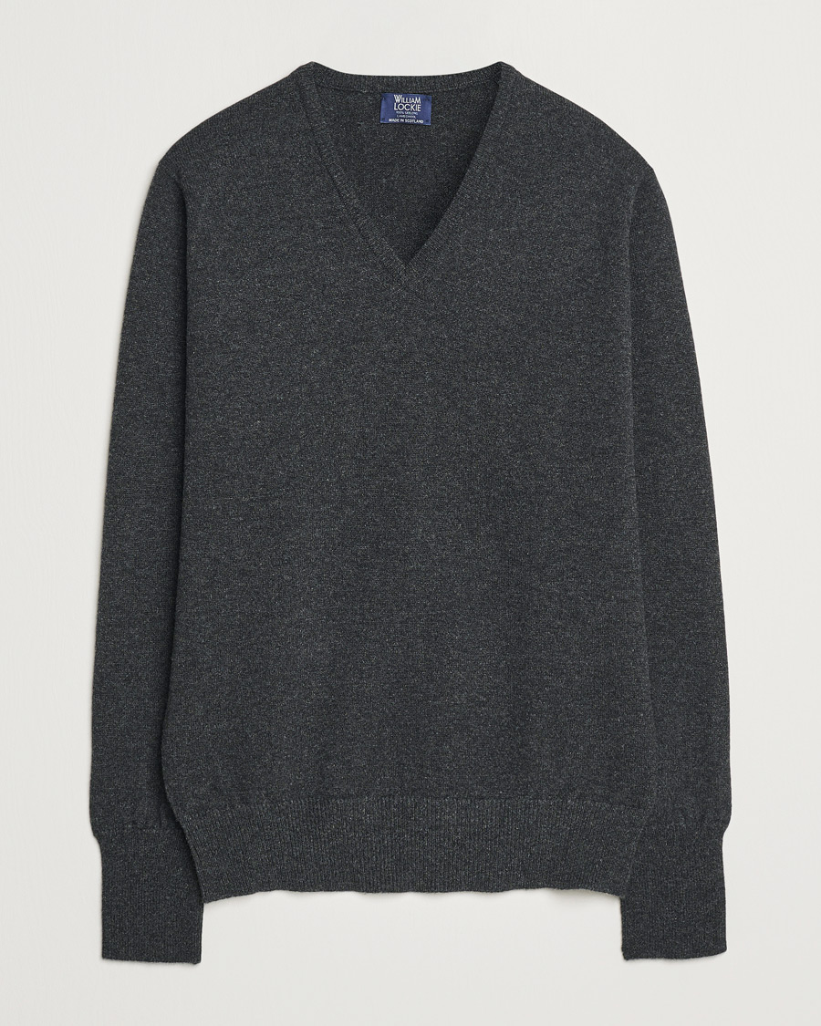 Herre | Trøjer | William Lockie | Rob Lambswool V-Neck Charcoal