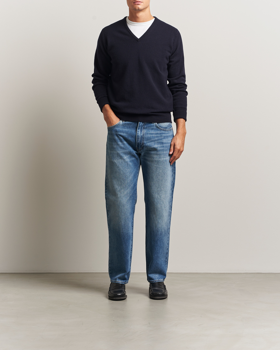Herre | Trøjer | William Lockie | Rob Lambswool V-Neck Navy