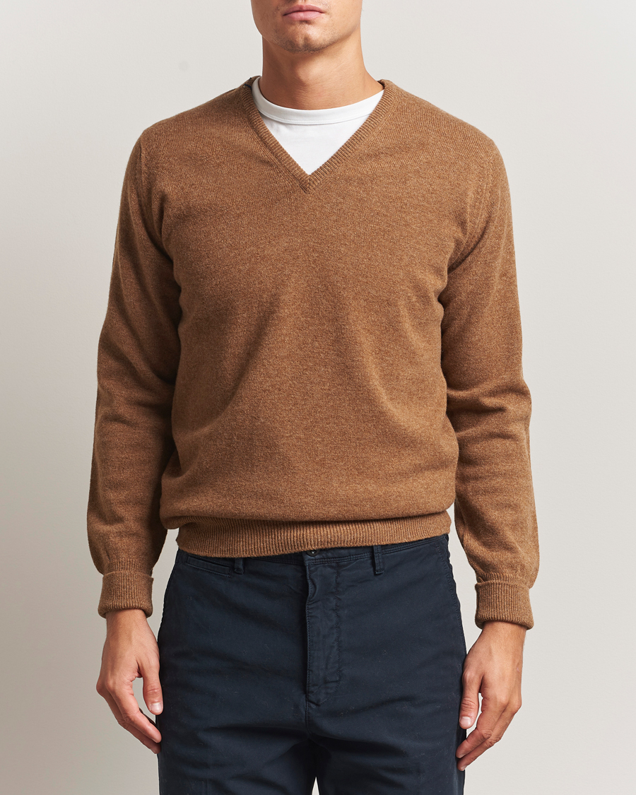 Herre | Trøjer | William Lockie | Rob Lambswool V-Neck Savannah